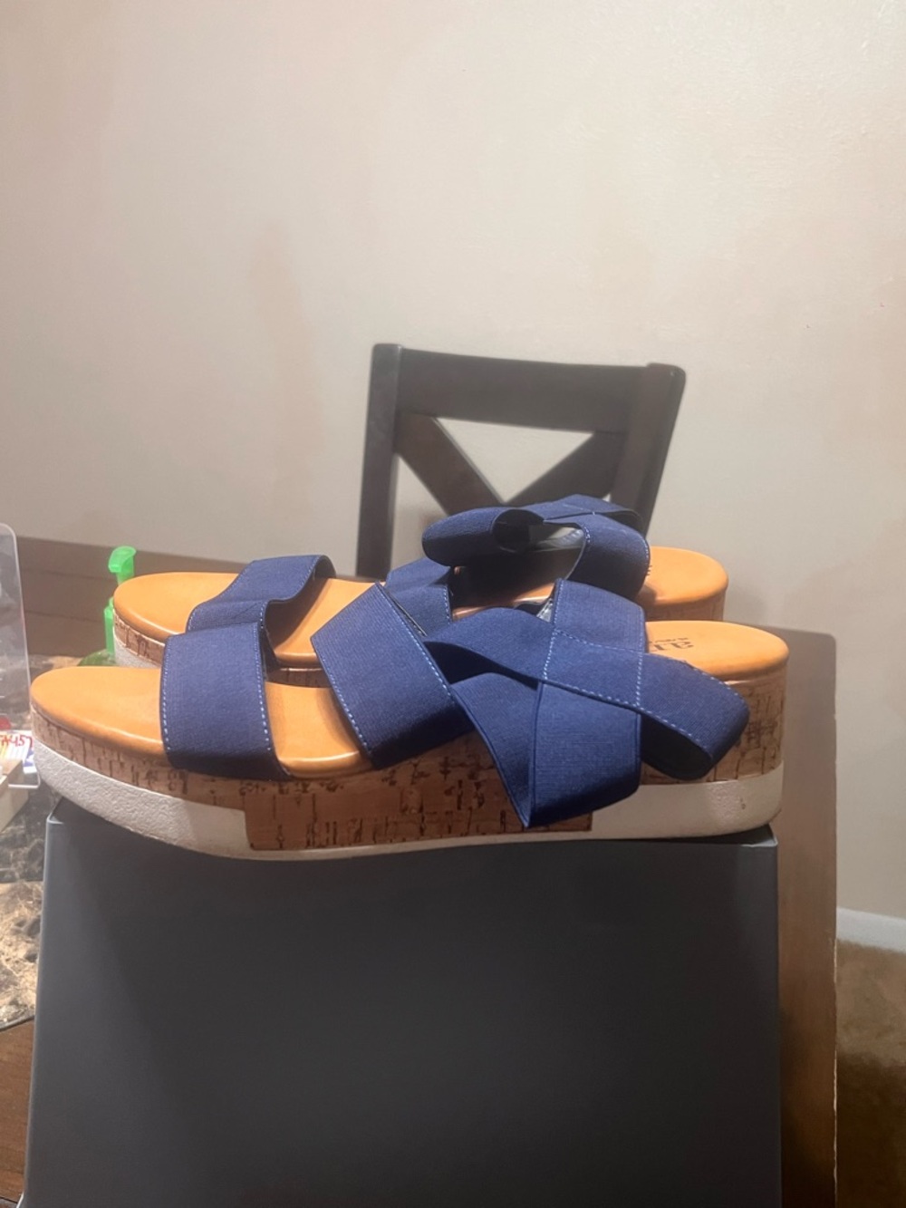 a.n.a Navy Blue Platform Sandals